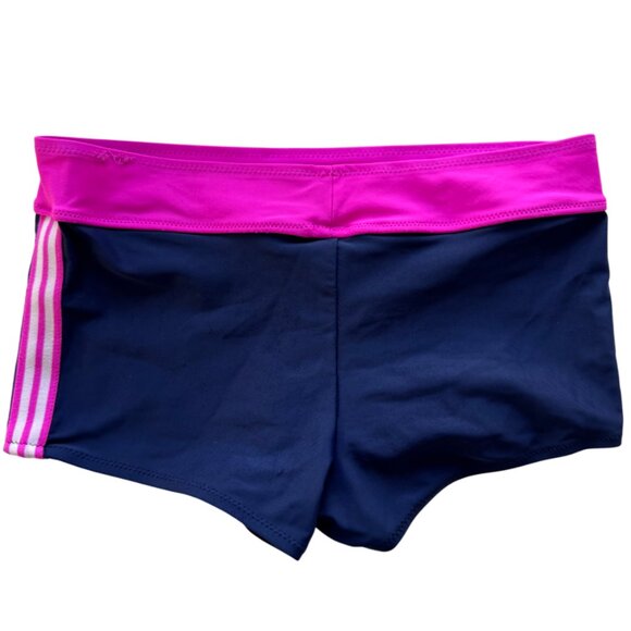 OshKosh B'gosh side stripe mini swim shorts navy blue and pink girls' size 12 - Picture 3 of 4